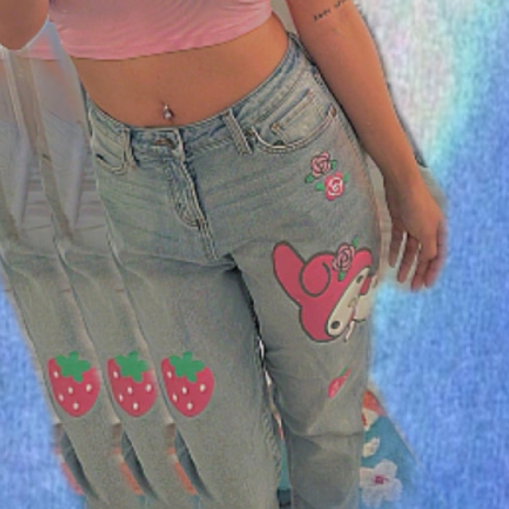 CUTE y2k My Melody Jeans! High waisted!